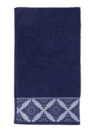 La Maison Jacquard Rosa Floral Border 100% Cotton 500GSM Luxury Hand Towel Bath Towel Super Soft Highly Absorbent Everyday Use (50cm x 80cm Hand Towel, Navy) - Cosy Home Interiors La Maison Jacquard Rosa Floral Border 100% Cotton 500GSM Luxury Hand Towel Bath Towel Super Soft Highly Absorbent Everyday Use (50cm x 80cm Hand Towel, Navy)