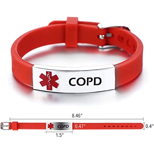 Yqslin Silicone Medical Alert Bracelet Pacemaker Name Adjustable Sport Medical Id Identification Bracelet For Men Women Kids Stainless Steel Rubber, Clear,Red (Yq-By-Br025-R-Pacemaker) #TOP1