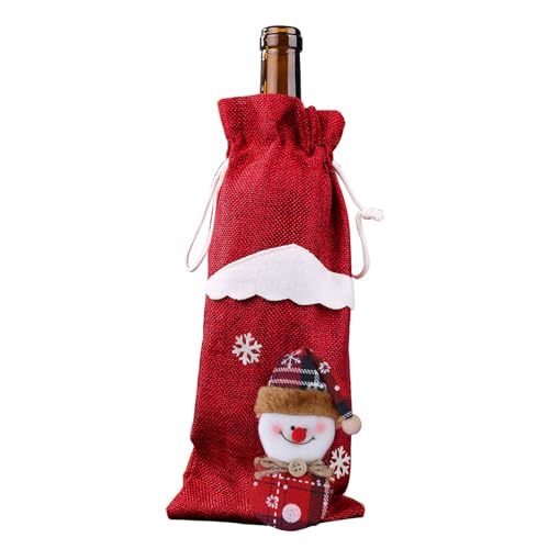 LfrXtra Cubierta Botella Vino Navidad Bolsas para Regalos Vino con Sorteo Reutilizable Portadas Navidad para Fiesta Cumpleaños Boda