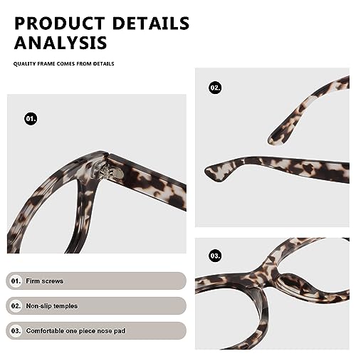 YOBOCO Oversized Reading Glasses 1.5 Women Ladies Chunky Readers Men, Designer Large Reading Glasses 1.5+ Womens, Tortoise Grey - Image 4