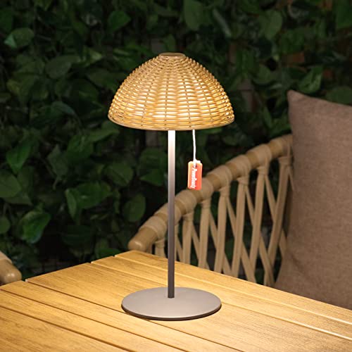 Dimmbare Led Akku Outdoor Tischlampe,Indoor & Outdoor IP44 Tragbare Stufenloses Dimmen Led Tischleuchte kabellos,USB Aufladbar Akku Tischlampe für Garten Balkon Camping im Freien