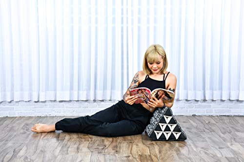 Image of Leewadee Triangle Cushion - Comfortable Backrest for TV or Reading, Incline Pillow for Relaxing Made of Eco-Friendly Kapok, 20 x 13 inches, Black