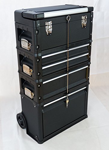 ASS Metall Werkzeugtrolley Werkstattwagen XXL Type: C1-B BLACK EDITION schwarz mit Schubladenverriegelung und Schloss – Bild 4