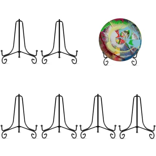 Vivinin 6 Pack Plate Stands for Display, Holder for 4 Inch Pictures, Metal Frame Stand and Artwork...