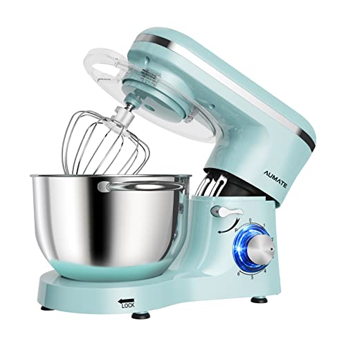 Stand Mixer,AUMATE 6.5QT 660W 6-Speed Tilt-Head Food Mixer,Kitchen Electric Mixer with Bowl,Dough Hook,Wire Whisk & Beater(6.5QT,Blue)