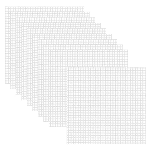 Allazone 10 peças de folhas de tela de malha transparente para bordado, tela de malha Aida de plástico de ponto cruz para projetos de artesanato faça você mesmo em crochê