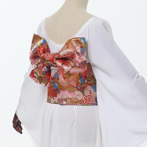 CAMDOM Japanese Traditional Kimono Pre-tied Bow Sakura Obi Belt Sash Yukata Robe Accessories3