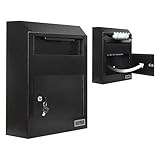 Durabox Drop Box Deposit Safe 12 x 4 x 15” Heavy Duty Steel Wall Mount Mailbox for Mail, Letters, Checks, Keys, Cash and more for Home, Office & Commercial Use (W500) (Black)