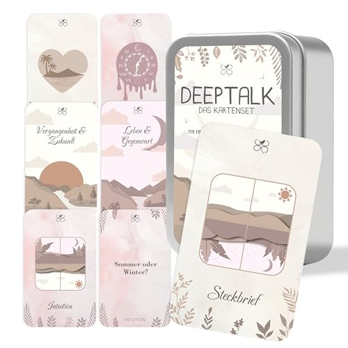 Deeptalk Karten Spiel mit 119 Karten In 6 Kategorien - Kommunikationsspiel für Frauen, Paare, Freunde & Familie - mit Fragen zum Lachen & Heilen - Erzählt euch mehr - Partyspiel für Mädelsabende