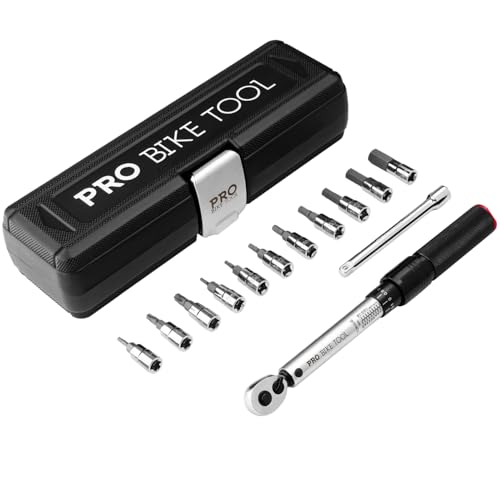 PRO BIKE TOOL 1/4 Drehmomentschlüssel - Drehmomentschlüssel Fahrrad für Wartung - Präzises Set für Fahrrad- und MTB-Reparatur, Innensechskantschlüssel und Torx-Bits - 2 bis 20 Nm