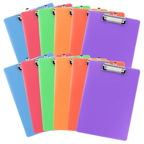 Porte-bloc A4 en plastique lot de 12 avec pince métal pour l'organisation du bureau