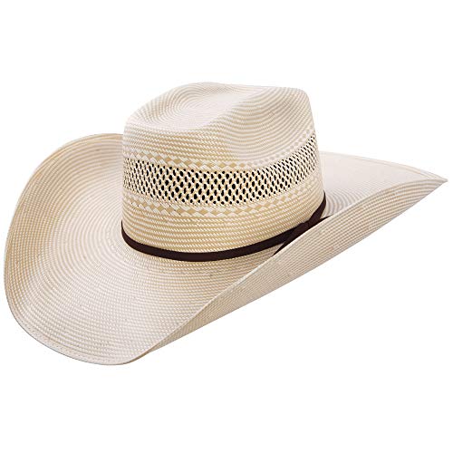 Resistol Top Hand Men's Straw Cowboy Hat Tan/White Vented Brick Crown (7 1/8) #TOP30