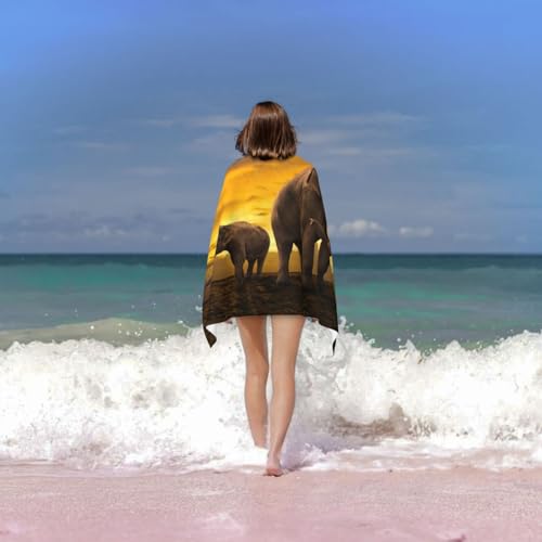 Drap de plage éléphant au coucher de soleil serviette microfibre sans sable - 7