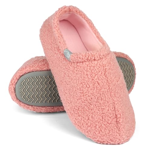 OFFCUP Zapatillas de Algodon, Zapatilla Casa para Mujer, Zapatilla de Casa de Rizo para Mujer, Ligero, Cómodo y Cálido para Interior y Exterior - Rosa (40-41)