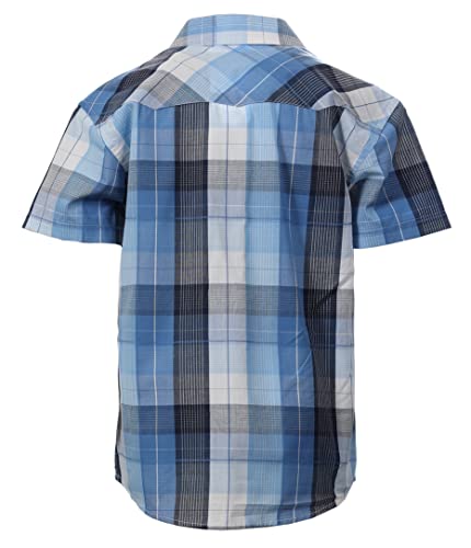 Image of Gioberti Boys Casual Western Plaid Pearl Snap-on Buttons Short Sleeve Shirt