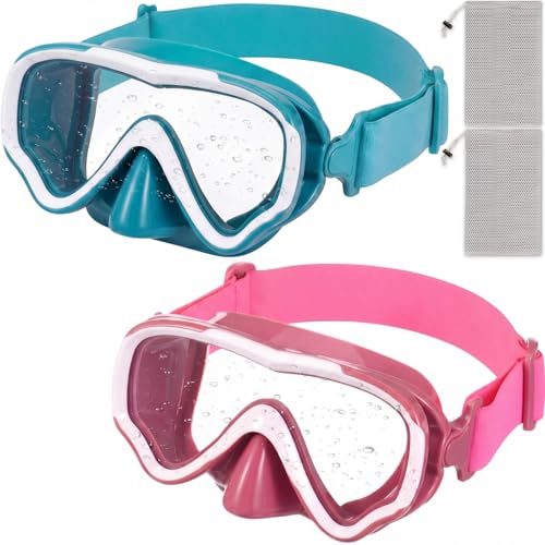 Lunettes de natation enfants haut de gamme : lot de 2 masques à sangle en tissu tricoté
