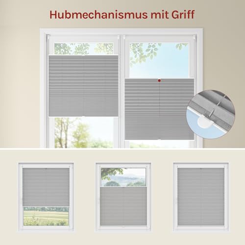 WOLTU Plissee Klemmfix ohne Bohren, Crushed-Optik, 65 x 130 cm, Grau – Ansicht 5
