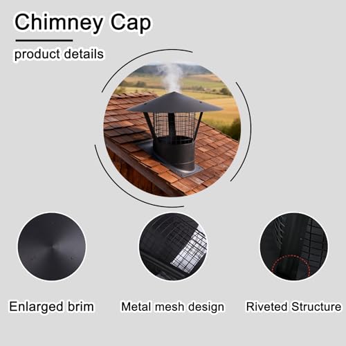 Sombrerete Chimenea 200mm de Acero Inoxidable 304 Negro para Techos 6