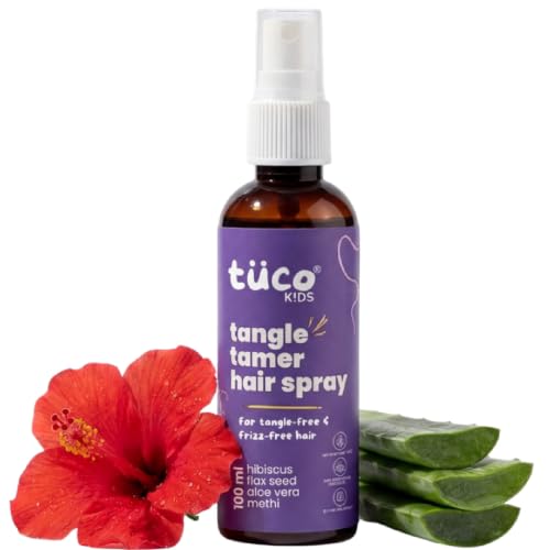 Image of Tuco Kids Tangle Tamer Hair Detangler Spray | Infused with Aloe Vera, Flaxseed & Methi | Ages 2-15 Years | Paraben & Sulphate Free |100ml (Pack Of 1) [Package might vary]