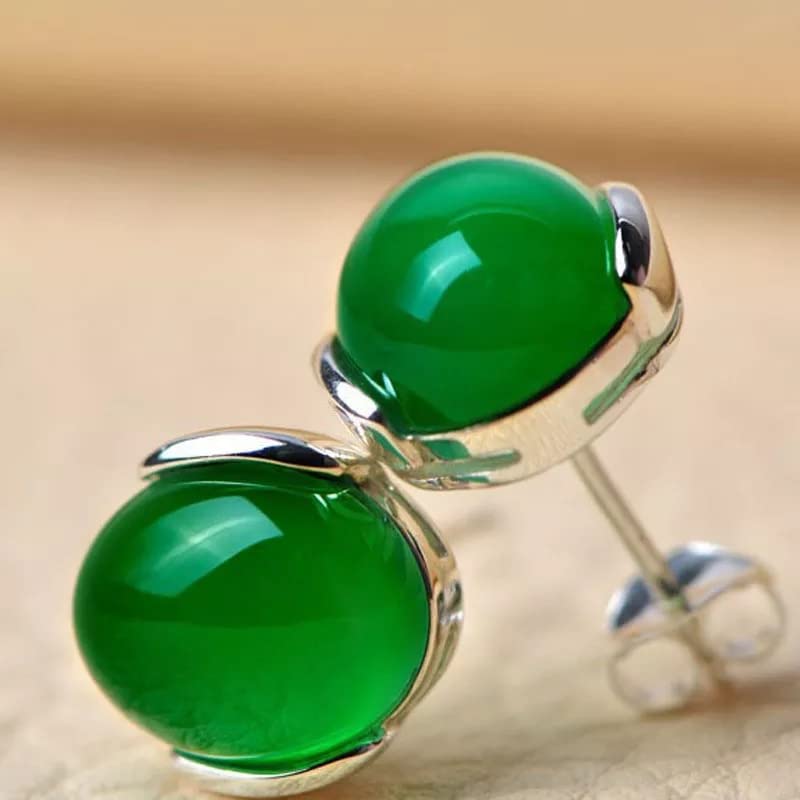 Boucles d'oreilles chrysoprase argent 925 anti irritation oreille
