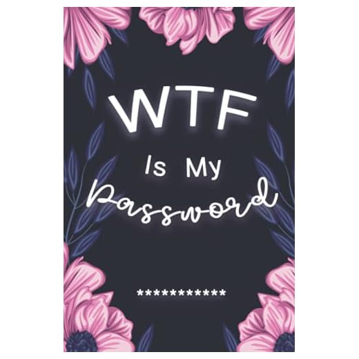 WTF Is My Password: Password Book Log Book Alphabetical Pocket Size Purple Flower Cover Black Frame 6" x 9" Hardcover Funny Gift for Women Girls