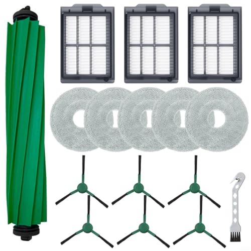 Tidevib Robot Vacuum Spare Parts for Roomba Plus 405 for Combo for 505 with 1 Rubber Brush 5 Mop Cloths 6 Side Brushes 3 Filters 1 Cleaning Brush