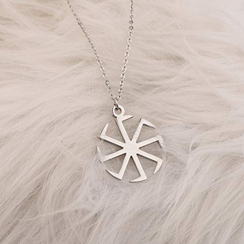 CENWA Symbol of The Sun Stainless Steel Necklace Sun Wheel Necklace4