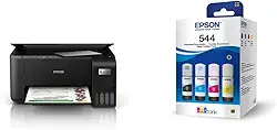 Multifuncional Epson EcoTank L3250 - Tanque de Tinta Colorida, Wi-Fi Direct, USB, Bivolt + Kit de Garrafas de Tinta Original Epson EcoTank T544 - Magenta, Amarelo, Ciano, Preto