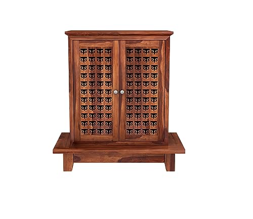 Image of Wudniture Sheesham Wood Bhagavati Handcrafted Home Mandir /Temple (Honey Finish) | Wooden Pooja Mandir for Home & Office