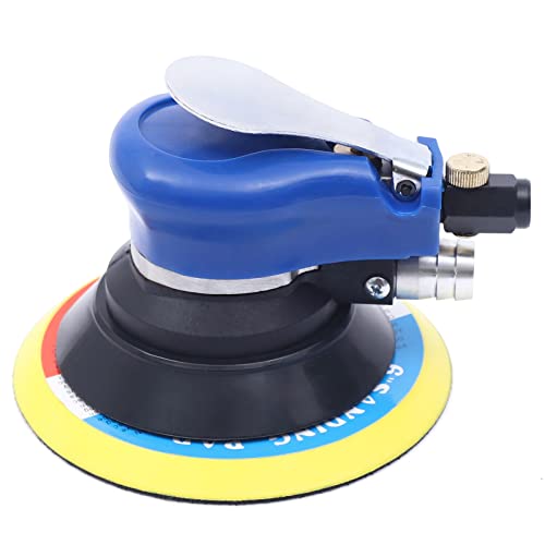 6 Inches Air Random Orbital Sander, 10000 RPM Heavy Duty Pneumatic Palm Sander, Speed Adjustable Grinding Sanding Action Pneumatic Palm, Orbit Air Sanders for Wood Polisher Metal