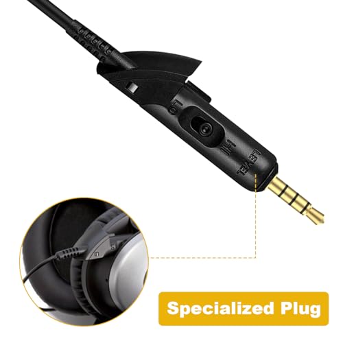 Toxaoii Replacement QC15 Audio Cable QuietComfort 15 Extension Cord Compatible with Bose QuietComfort 15 QC15 Headphones (Black)