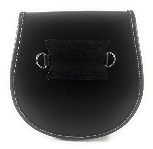 Original Cowhide Leather Scottish Kilt Sporran With Three Tassels & Embossed Flap2