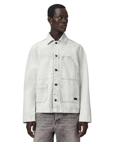 AllSaints Men's Mukesh Denim Shacket Bleached Grey L