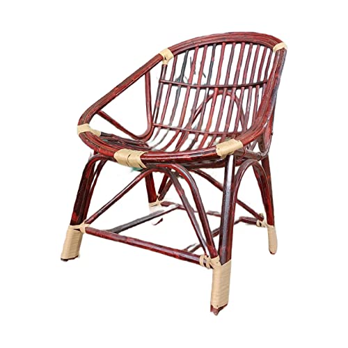 Image of IRA Living Wooden Rattan Arm Chair for Living Room | Single Seater Wooden Cane Chair with Cushion | Handcrafted Natural Wood Armchair for Home, Balcony, Lounge (Brown)