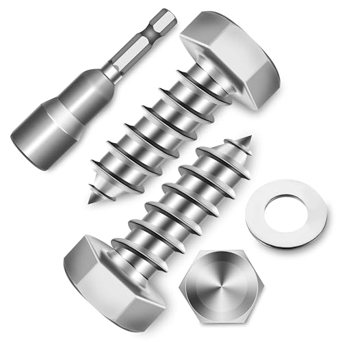 (15-Set) 3/8 x 1 Lag Screws, Stainless Steel Heavy Duty Hex Head Lag Bolts for Wood, Commercial/Industrial Grade 1/4 Bolts, Mounting Screws Bolts Kit, Bright Finish by Marysino