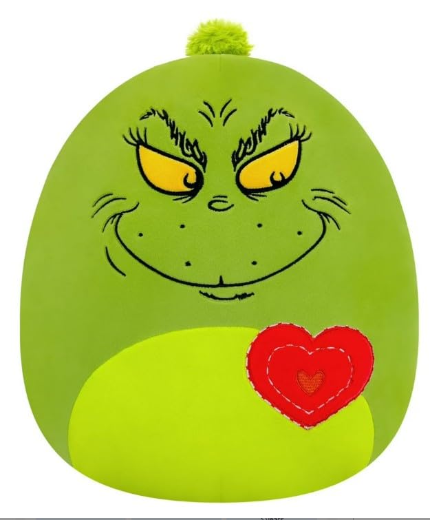Squishmallows Christmas 5' The Grinch with Hear Collectible Soft & Squishy Food Stuffed - Add to Your Squad - Gift for Kids, Girls & Boys