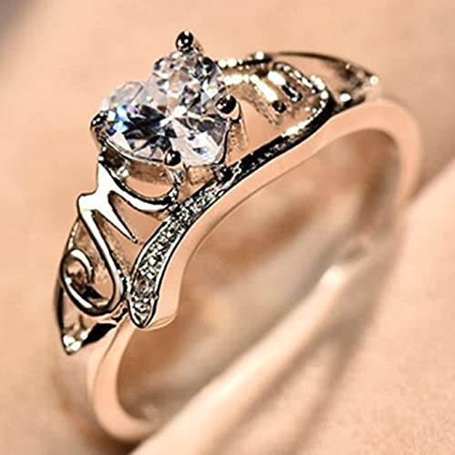 Exquisite Jewelry Ring Love Rings Love Heart Cubic Zirconia Inlaid Mom Letter Finger Ring Mothers Day Jewelry Gift Wedding Band Best Gifts for Love with Valentine's Day - Silver US 83