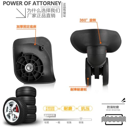 Luggage Wheel,Luggage Suitcase Wheels, 360 Degree Swivel Luggage Mute Wheel Suitcase Replacement Repair Wheels Parts Spinner (W134#)(Black)3