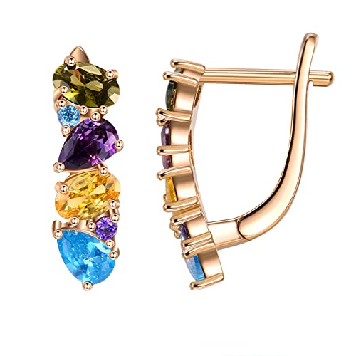 Pendientes de aro multicolor KnSam ligeros para orejas sensibles con circonitas