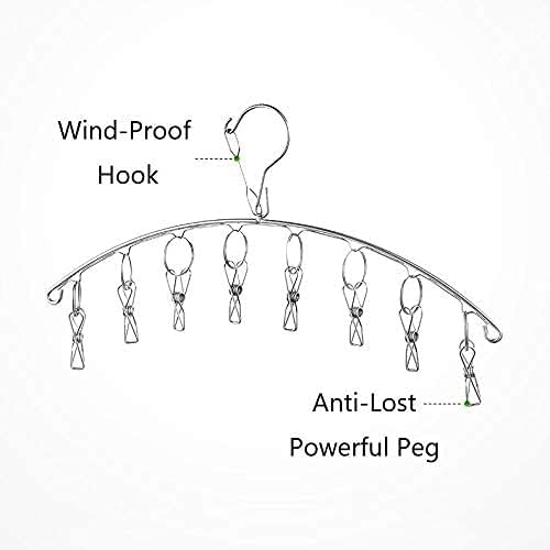 Skroad 3 Pack Stainless Steel Laundry Drying Rack Clothes Hanger with 10 Clips for Sock, Underwear and Small Item Accessory