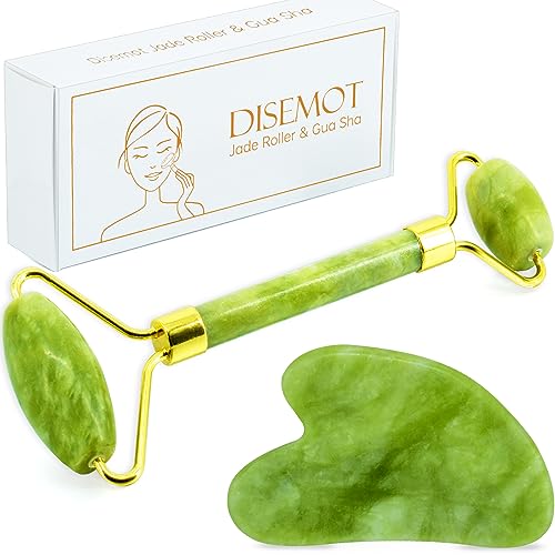 Disemot Jade Roller amp Gua Sha Facial Tools Natural AntiAging Jade Beauty SkinCare Tool Face Roller to Rejuvenate Facial Skin Cooling Slimming amp Firming Great as Stocking Stuffers