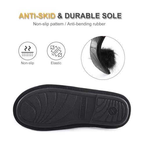 Image of Fur Story Women's Furry Slippers Open Toe Fuzzy Slippers Memory Foam Fluffy House Sandal