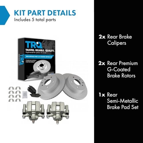 Image of TRQ Rear Brake Pad and Rotor Set Semi Metallic Vented Coated Rotors | For 2003-2005 Infiniti G35 Nissan 350Z