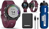 Garmin Forerunner 245 (Berry) GPS Running Watch Runners Bundle | with Garmin Water Bottle, Portable Charger & HD Screen Protectors | Training, Heart Rate | Running Smartwatch | 010-02120-01