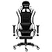 Produktbild JL Comfurni Gaming Stuhl Bürostuhl mit Fußstütze Ergonomischer Computerstuhl Racing Lehnstuhl höhenverstellbar Schreibtischstuhl mit verstellbaren Armlehnen aus Kunstleder Schwarz und Weiß
