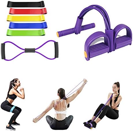BZ 3-in-1 Resistance Fitness Bands, Unisex Pedal Resistance Band, 5 Resistance Bands, 8 Resistance Band, Ideal for Home Fitness, Stretching, Strength Training, Physical Therapy, Pilates Flexbands