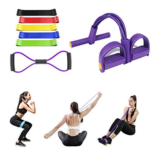 Bz 3-In-1 Resistance Fitness Bands, Unisex Pedal Resistance Band, 5 Resistance Bands, 8 Resistance Band, Ideal For Home Fitness, Stretching, Strength Training, Physical Therapy, Pilates Flexbands #TOP3