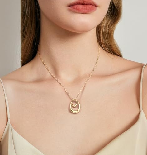 Gold Pendant Necklaces 14K Gold Necklaces for Women Trendy Combine Simplicity with a Touch of Playfulness Unique Interlocking Pendant Necklace for Women3