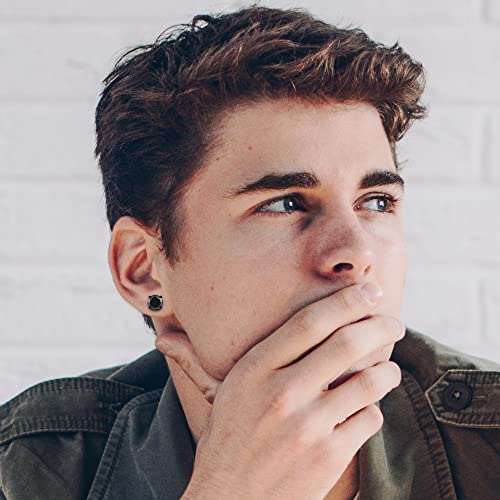 Top Plaza Black Stainless Steel Stud Earrings Round Cubic Zirconia Hypoallergenic Cz Earring Set For Women Men 3Mm-8Mm #TOP1