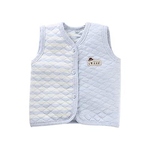FEESHOW Jungen Mädchen Weste Baumwolle Süßer Druck Fleeceweste Baby Kinder Ärmellose Übergangsjacke Warme Herbst Winter Outdoor Weste Hellblau 68-80 Cover
